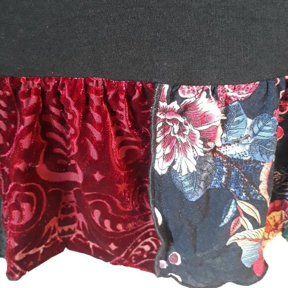 John Mark Sheer Mix Media Velvet Trim Tank Top XL Lagenlook Dark Romantic Fall - Picture 6 of 10